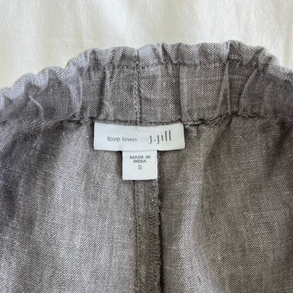 J. Jill Love Linen Gray Taupe Drawstring Relaxed Fit Ankle Pull On Pants Small - Picture 7 of 10